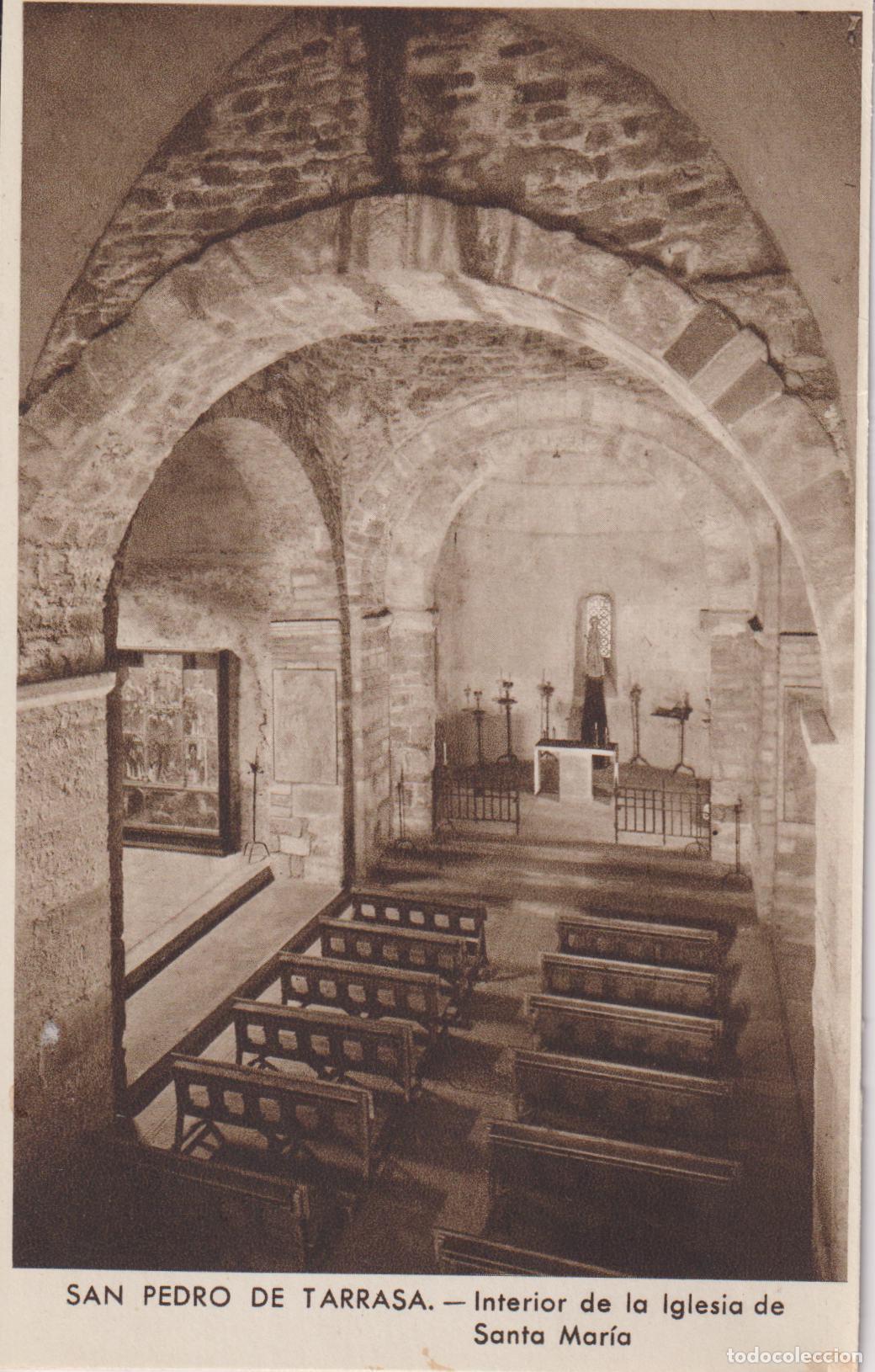 Postales: SAN PEDRO DE TARRASA (BARCELONA) INTERIOR DE LA IGLESIA DE SANTA MARIA - HUECOGRABADO RIEUSSET - S/C