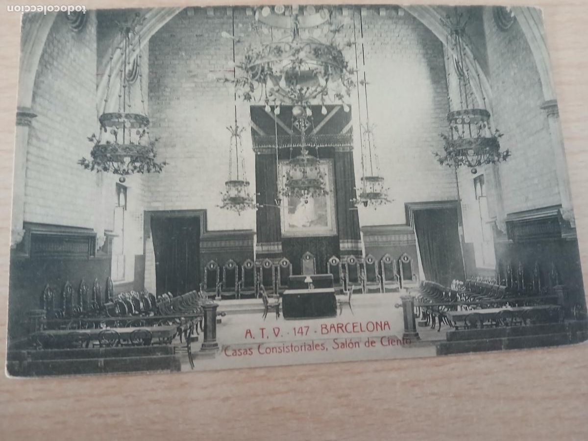Postales: postal barcelona, casas consistoriales, salon de ciento, atv 147