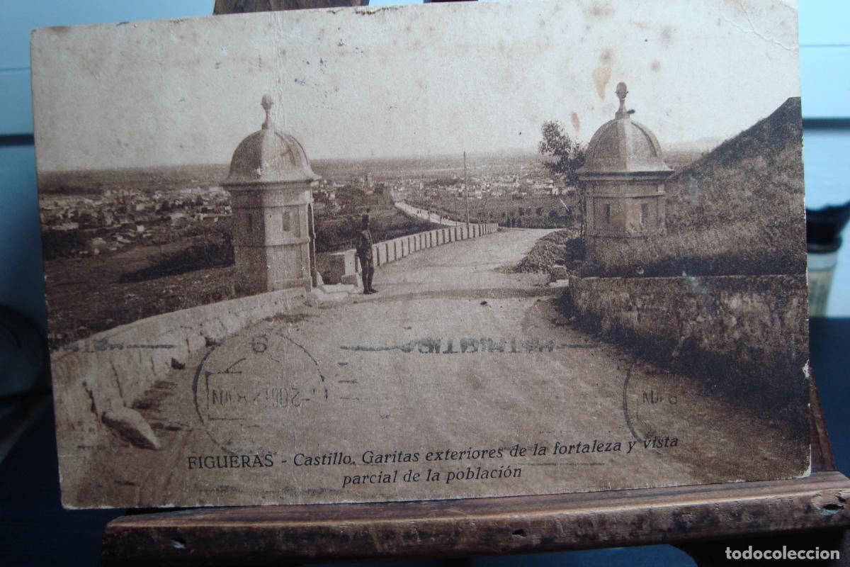 Postales: ANTIGUA POSTAL CASTILLO Y GARITAS. FIGUERAS. MASDEVALL-MUMBRU. MATASELLO 1928