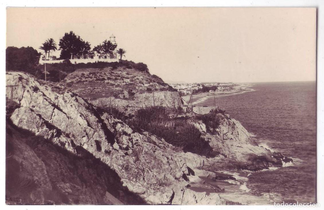 Postales: Calella (Barcelona): Detalle de la costa y Faro. E.M. No circulada (A&ntilde;os 50)