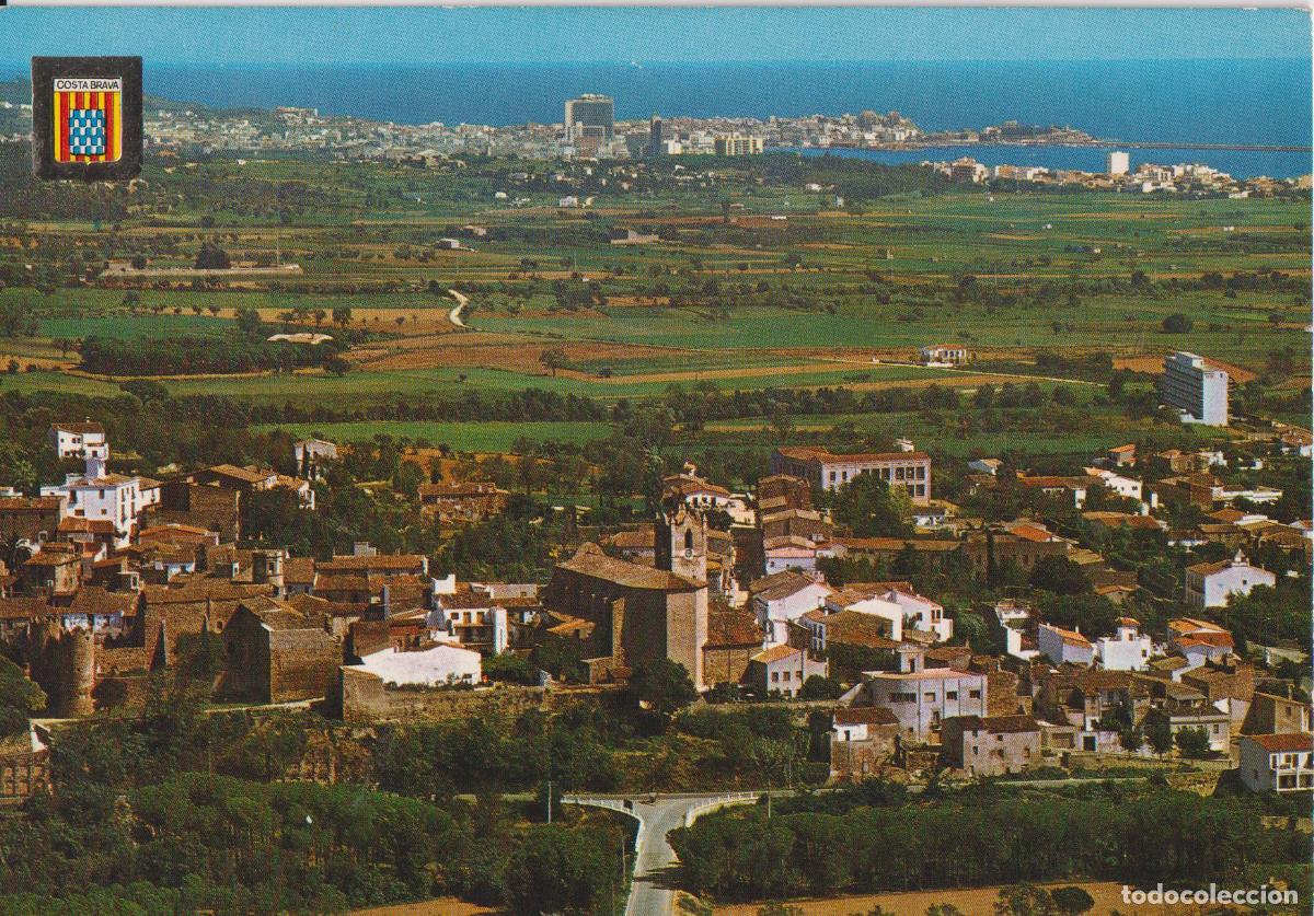 Postales: CALONGE (GIRONA) VISTA GENERAL, AL FONDO SAN ANTONIO Y PALAMOS - ESCUDO DE ORO N&ordm;4654 - CIRCULADA
