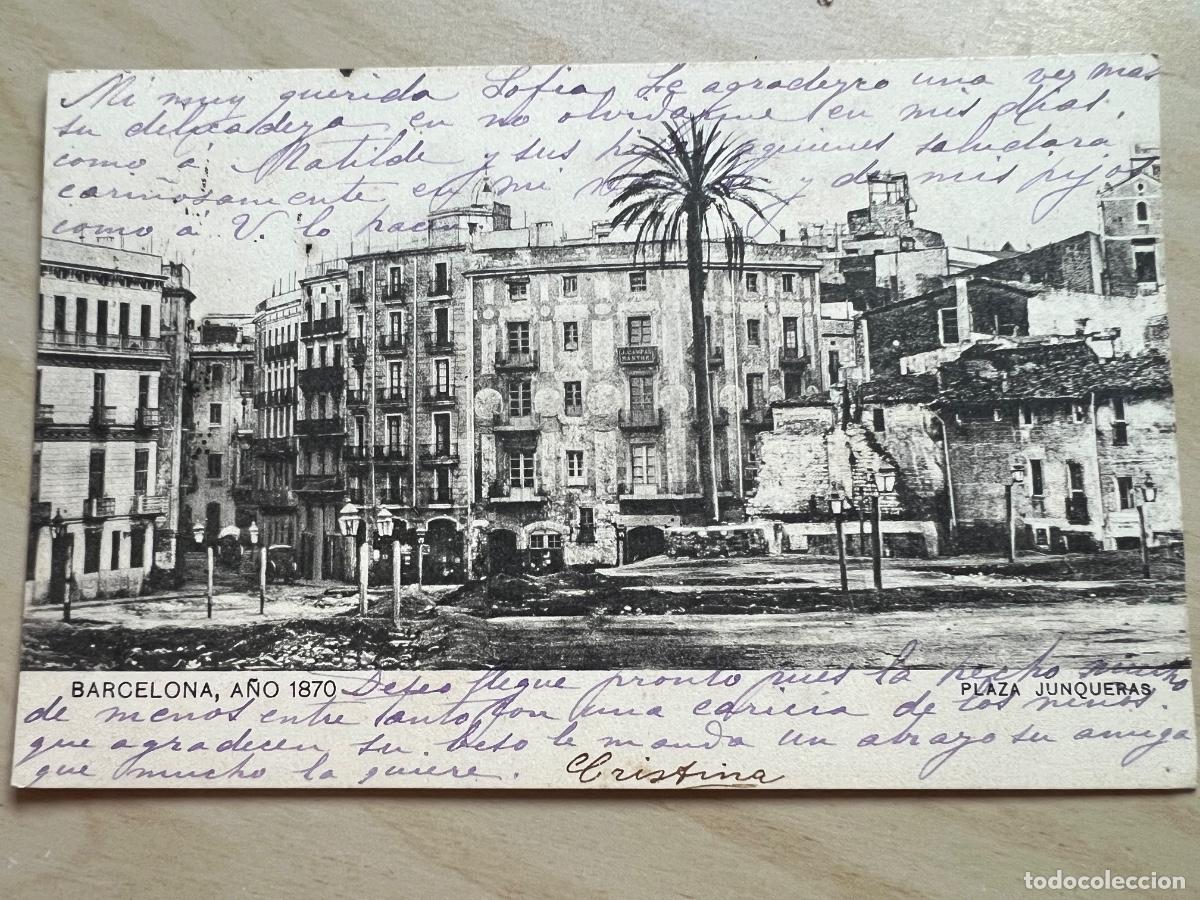 Postales: BARCELONA PLAZA JUNQUERAS 1870 POSTAL FOTOGRAFICO SANSAT Y MISSE