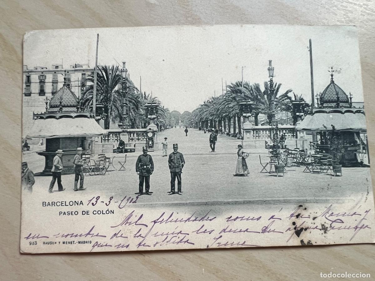 Postales: BARCELONA PASEO DE COLON 1902 POSTAL FOTOGRAFICO HAUSER Y MONET