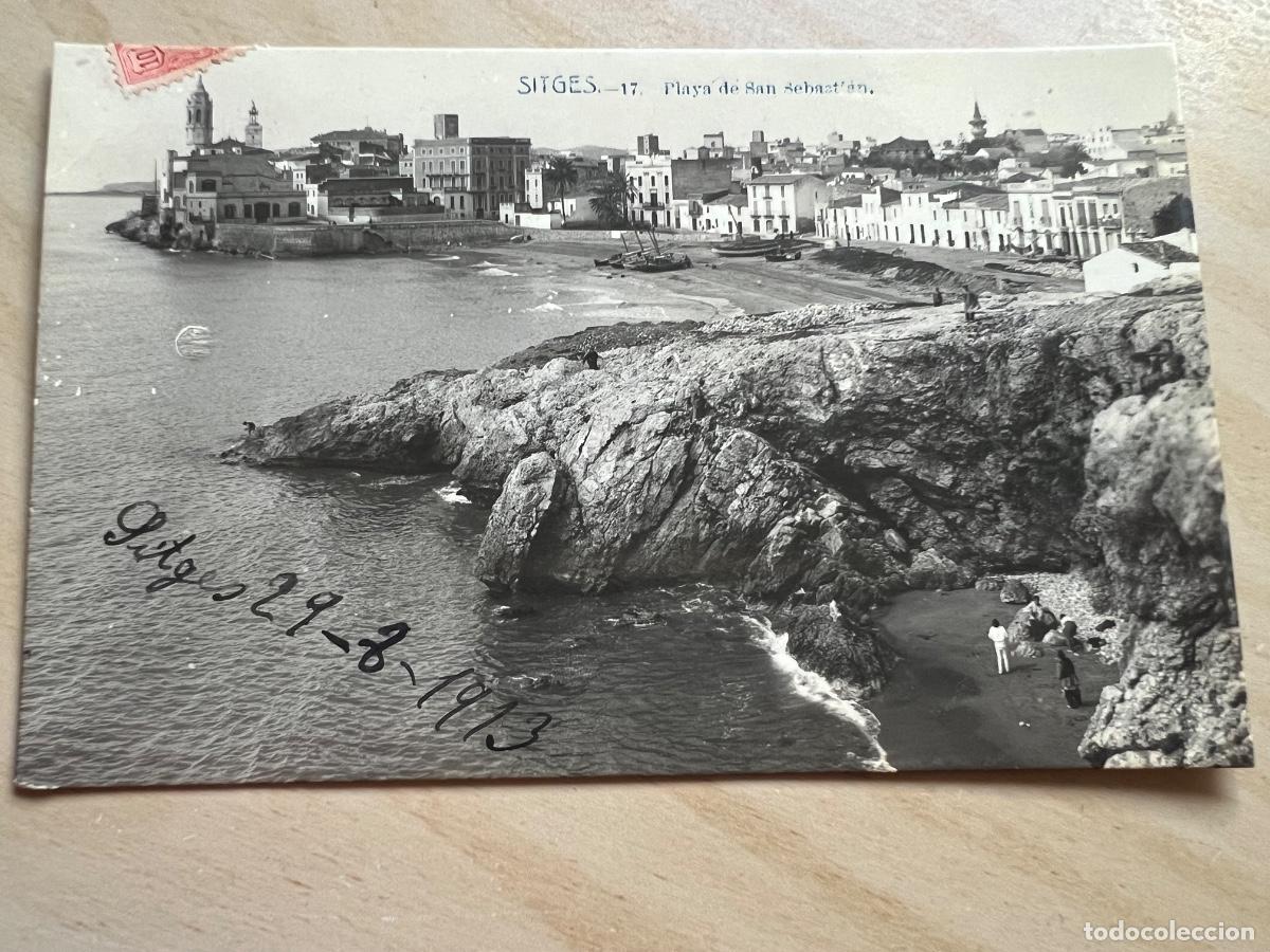 Postales: SITGES 1913 PLAYA DE SAN SEBASTIAN POSTAL FOTOGRAFICA