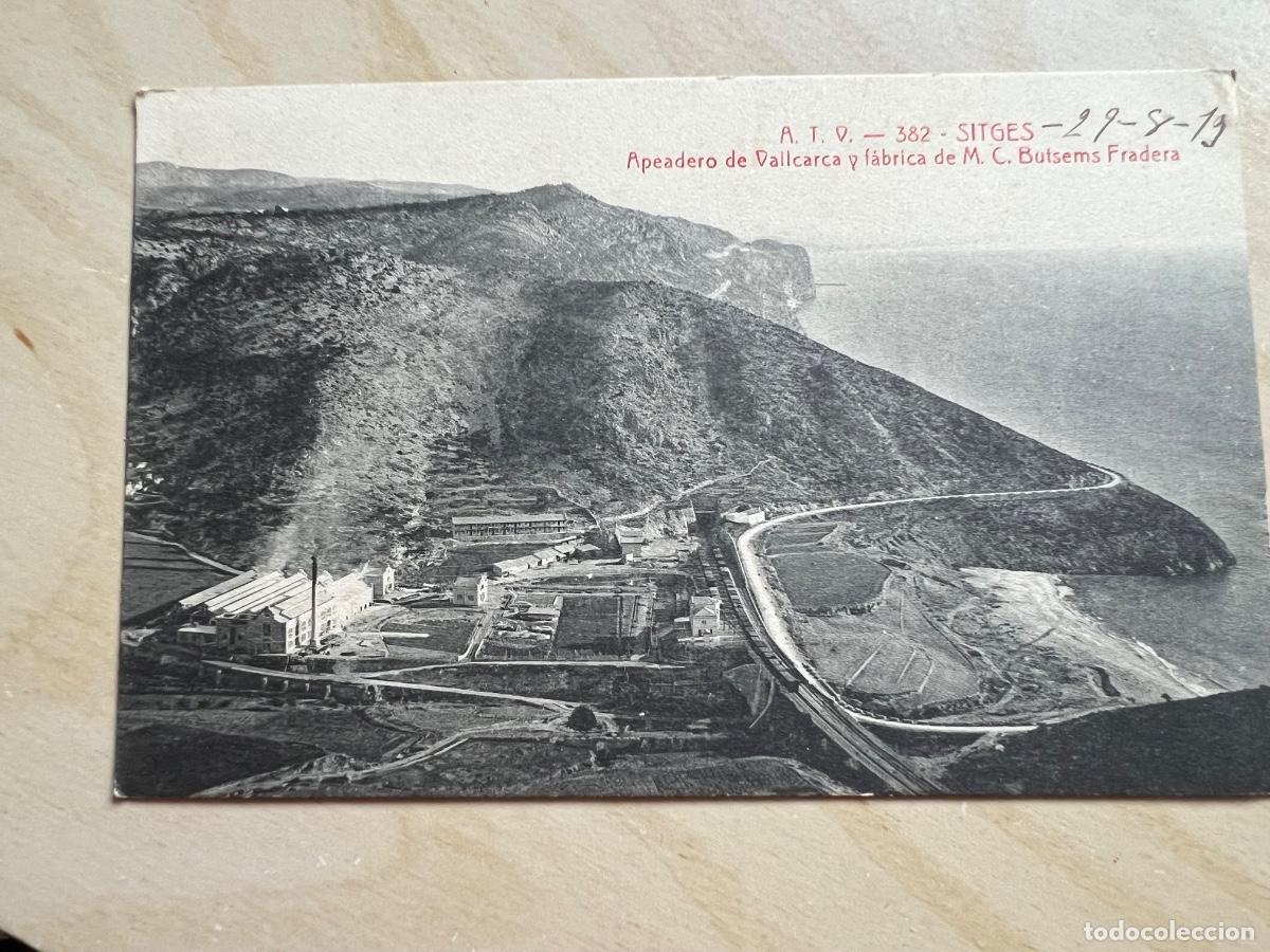 Postales: SITGES 1913 A.T.V. APEADERO VALLCARCA Y FABRICA DE M.C. BUTSENS POSTAL FOTOGRAFICA