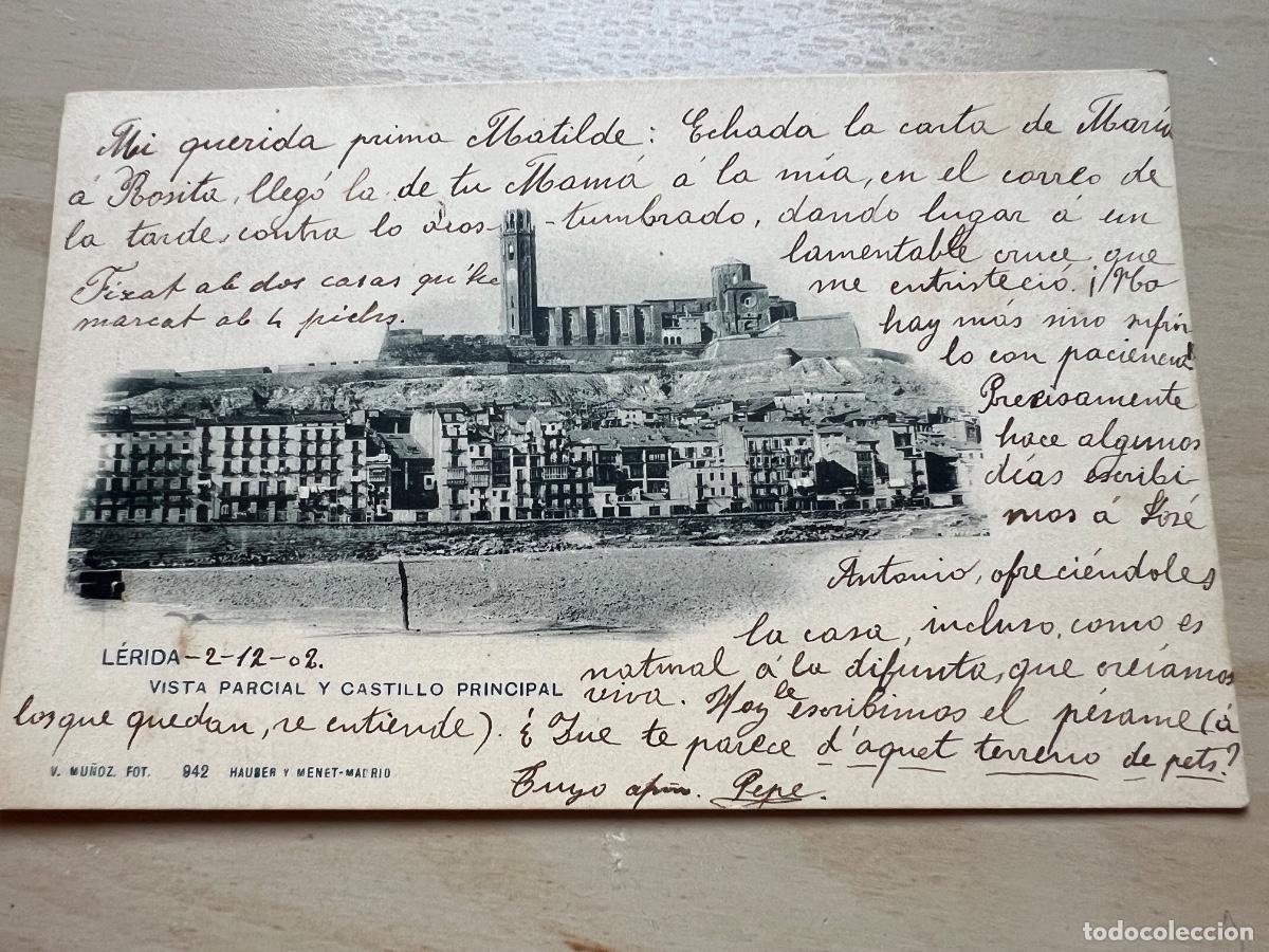 Postales: LERIDA 1902 VISTA PARCIAL Y CASTILLO POSTAL FOTOGRAFICA HAUSER Y MENET