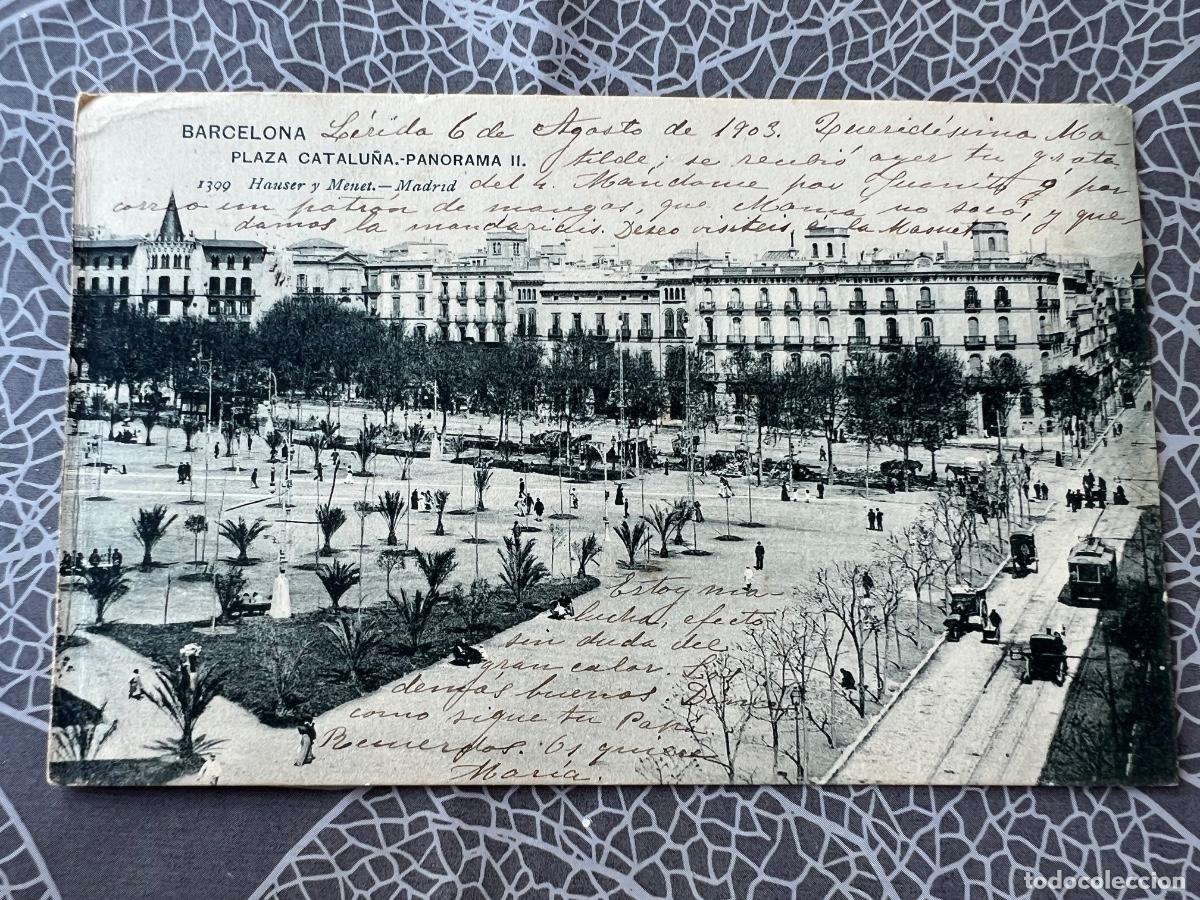 Postales: BARCELONA 1903 PANORAMA 2 PLAZA CATALU&Ntilde;A POSTAL FOTOGRAFICA