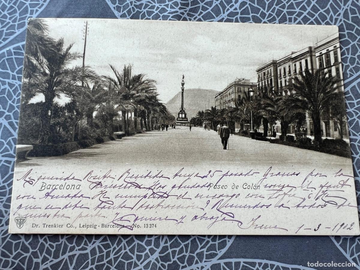 Postales: BARCELONA 1902 PASEO DE COLON DR. FRENKLER LEIPZIG POSTAL FOTOGRAFICA