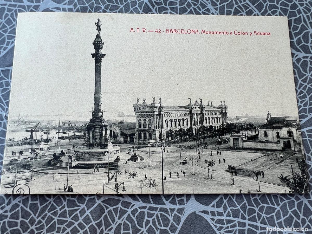 Postales: BARCELONA A.T.V. 1910 PASEO DE COLON Y ADUANA POSTAL FOTOGRAFICA
