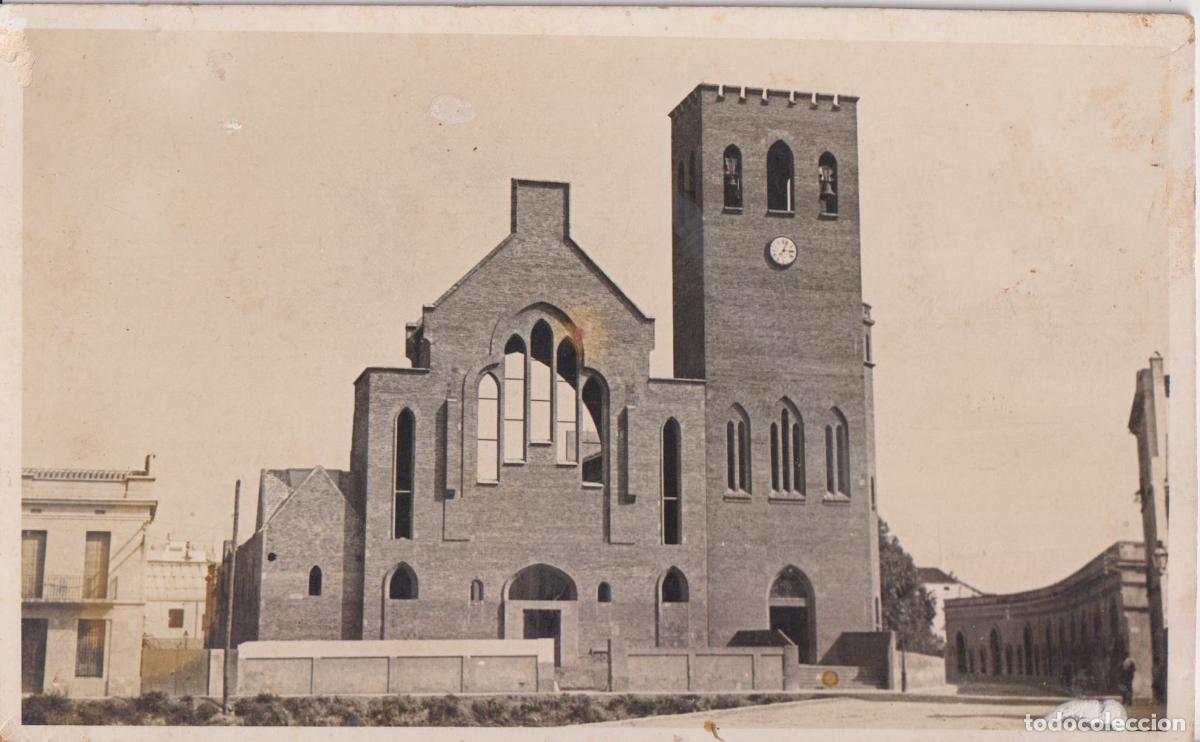 Postales: ANTIGUA POSTAL FOTOGR&Aacute;FICA DE LA ESGL&Eacute;SIA DE SANT JOSEP EN BADALONA,