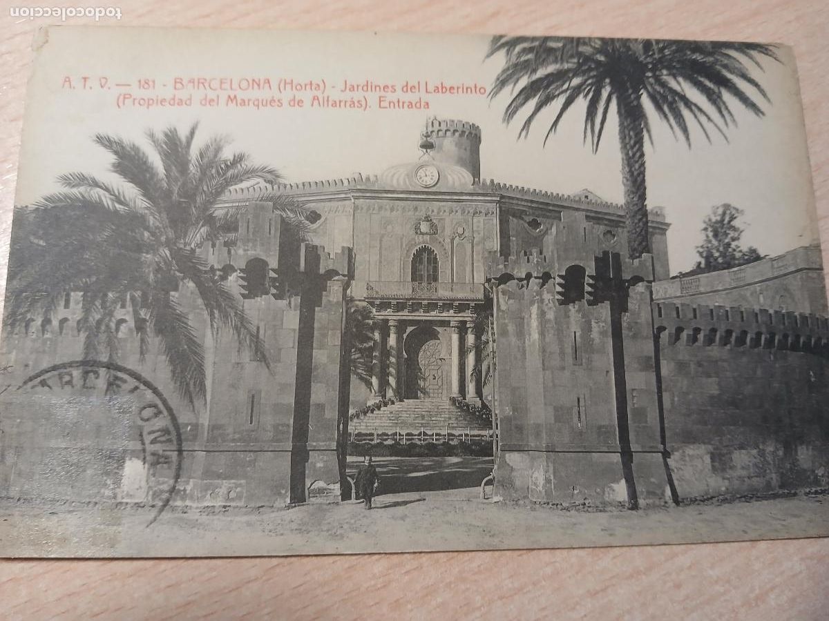 Postales: postal barcelona, horta jardines del laberinto entrada, atv 181