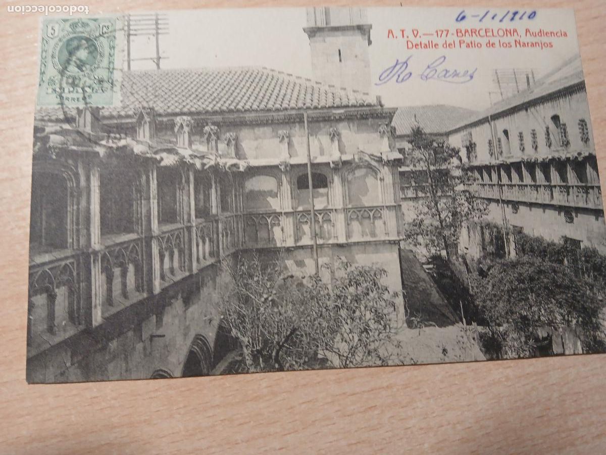 Postales: postal barcelona, audiencia detalle del patio de los naranjos, atv 177