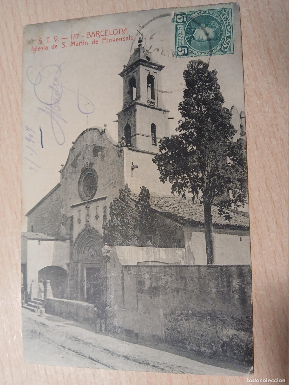 Postales: postal barcelona, iglesia de s.martin de provensals, atv 177