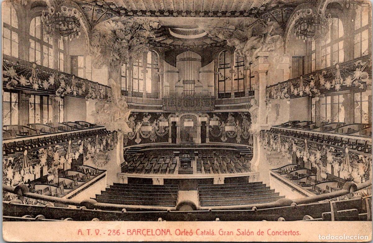 Postales: - Barcelona - Orfe&oacute; Catal&aacute; - Gran Sal&oacute;n de Conciertos - 137x89mm