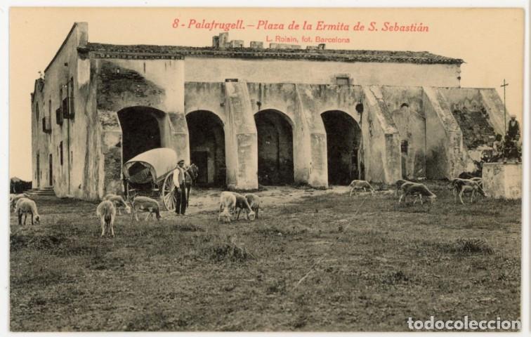 Postales: a11415 Calella De Palafrugell Plaza De La Ermita De Sant Sebastia Roisin N&ordm;8 sc tartana ovejas