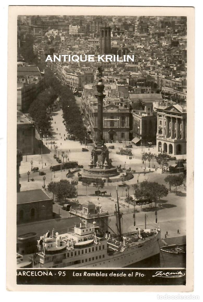 Postales: BARCELONA N&ordm; 95 LAS RAMBLAS DESDE EL PUERTO / ZERKOWITZ / SIN FRANQUEAR PERO ESCRITA