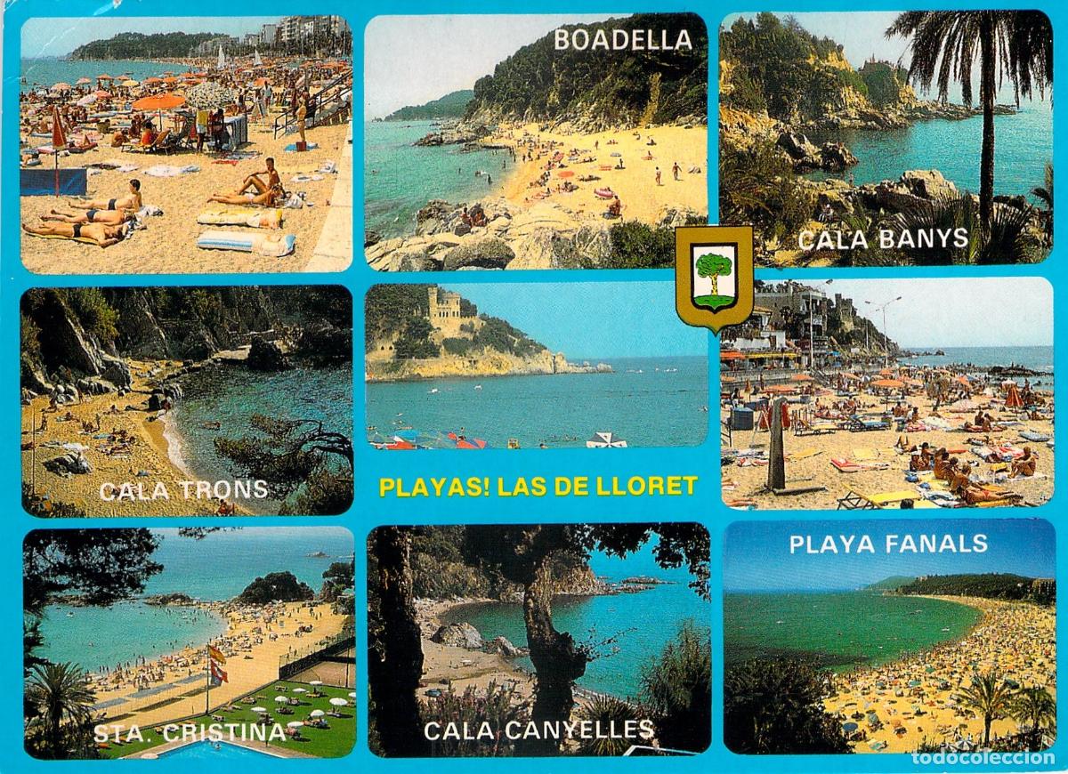 Postales: Postal de Lloret de Mar con m&uacute;ltiples playas de la Costa Brava