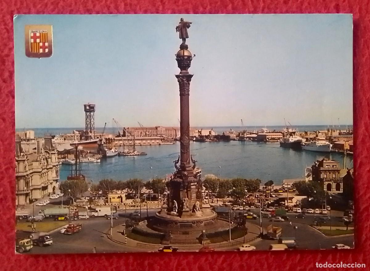 Postales: ANTIGUA POSTAL BARCELONA MONUMENTO A CRISTOBAL COL&Oacute;N..PUBLICIDAD GIN&Eacute;S AGUILA PASTOR ABRASIVOS..ETC.