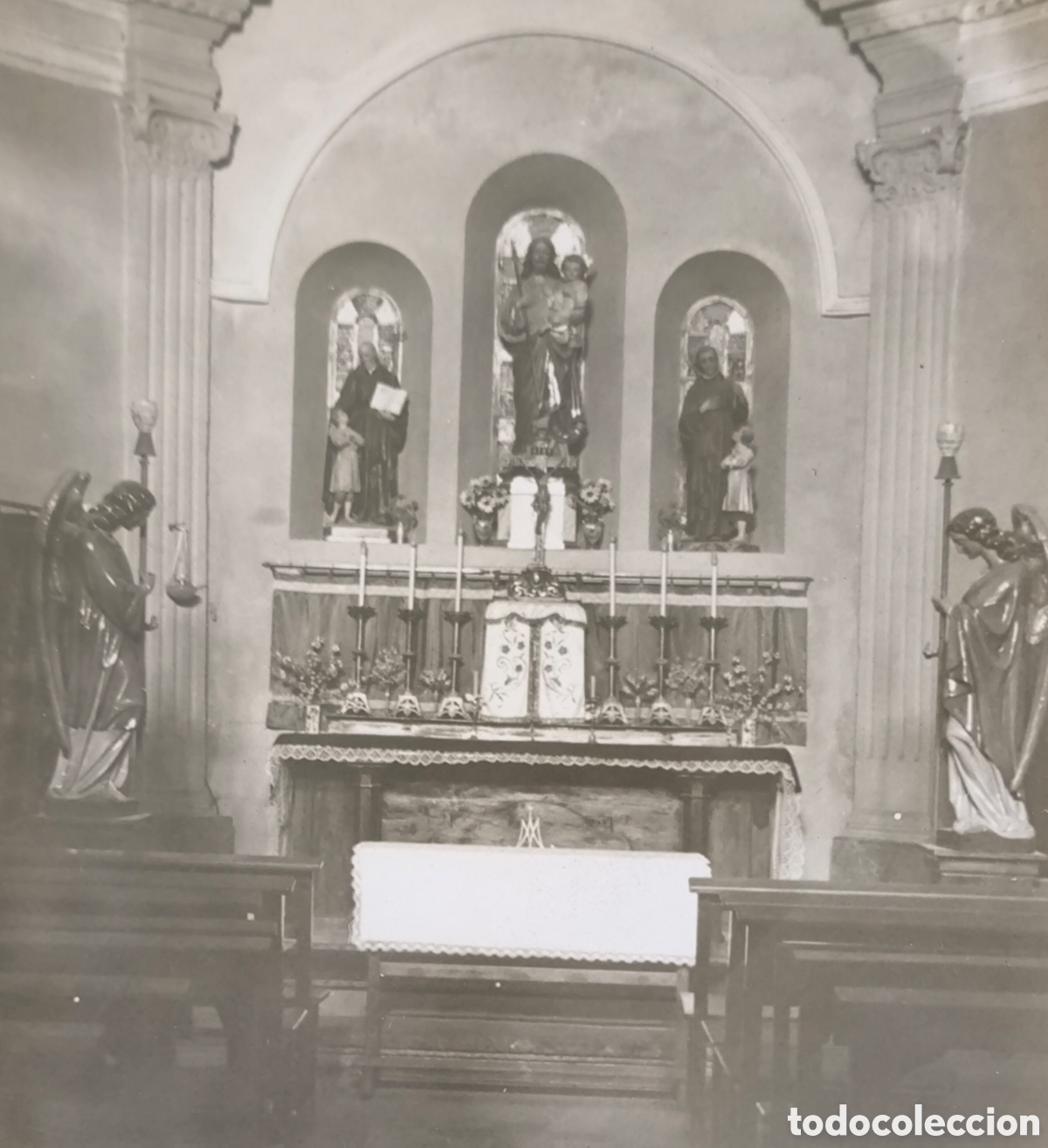 Postales: PUIGCERD&Agrave; ESGL&Eacute;SIA ESCOLES PIES ALTAR POSTAL FOTOGR&Aacute;FICA 1944