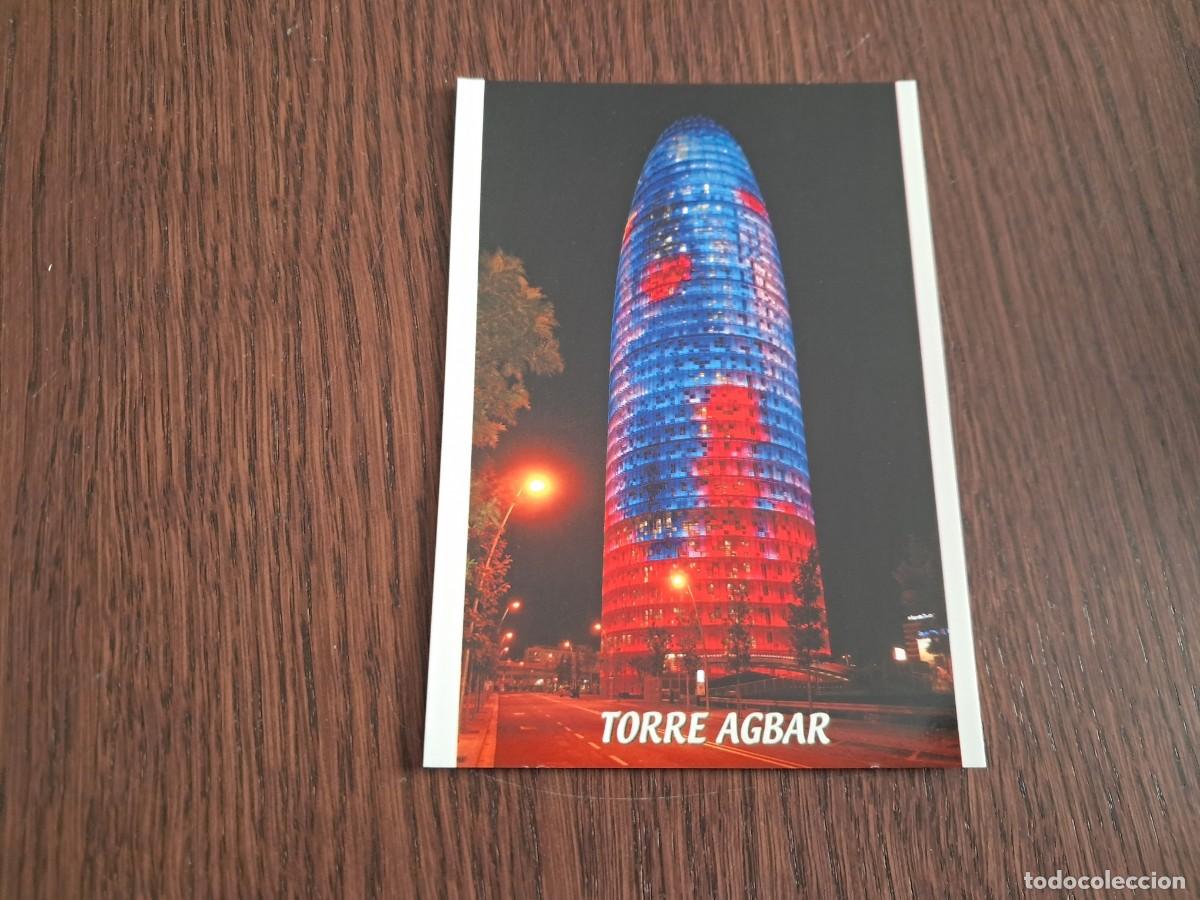 Postales: postal de Espa&ntilde;a, vista nocturna torre de Agbar, Barcelona, a&ntilde;o 2005.