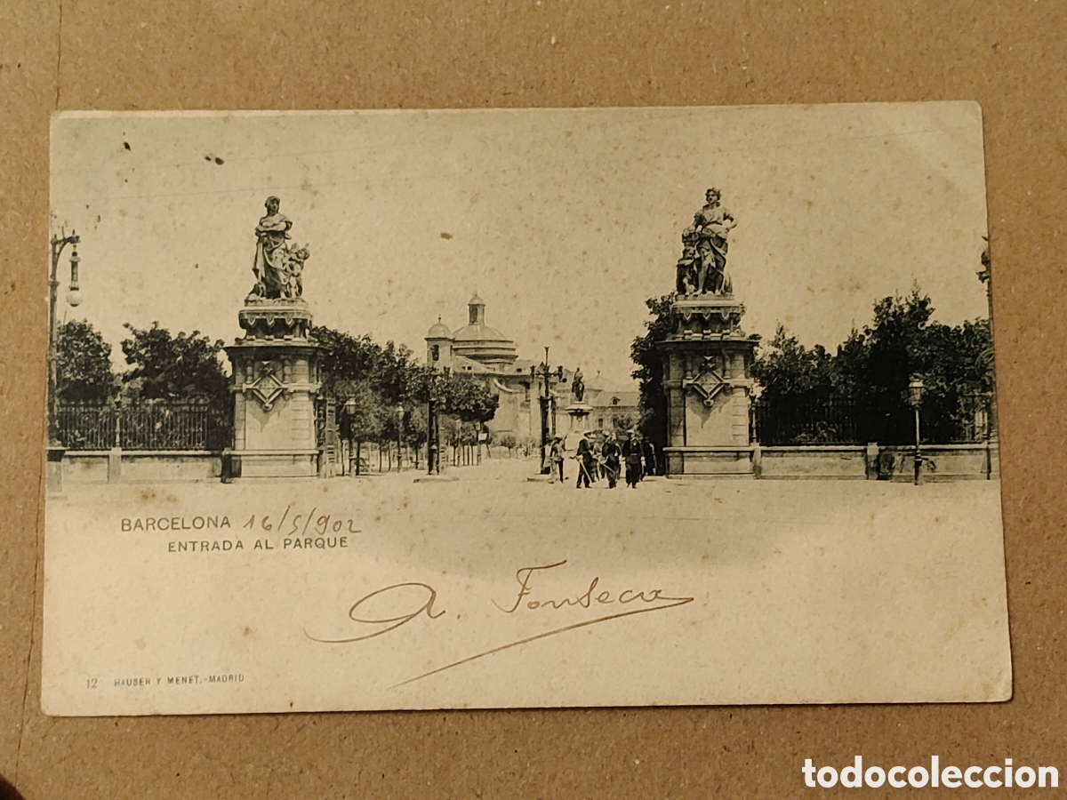 Postales: Tarjeta postal Barcelona entrada al parque 12 Hauser y Menet
