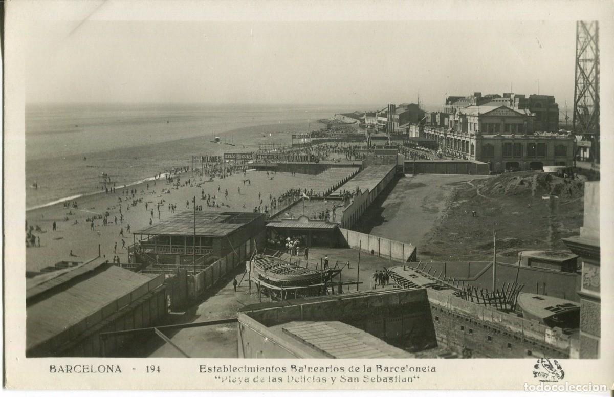 Cartes Postales: BARCELONETA ESTABLECIMIENTOS BALNEARIOS-PLAYA DE LAS DELICIAS Y SAN SEBASTIAN