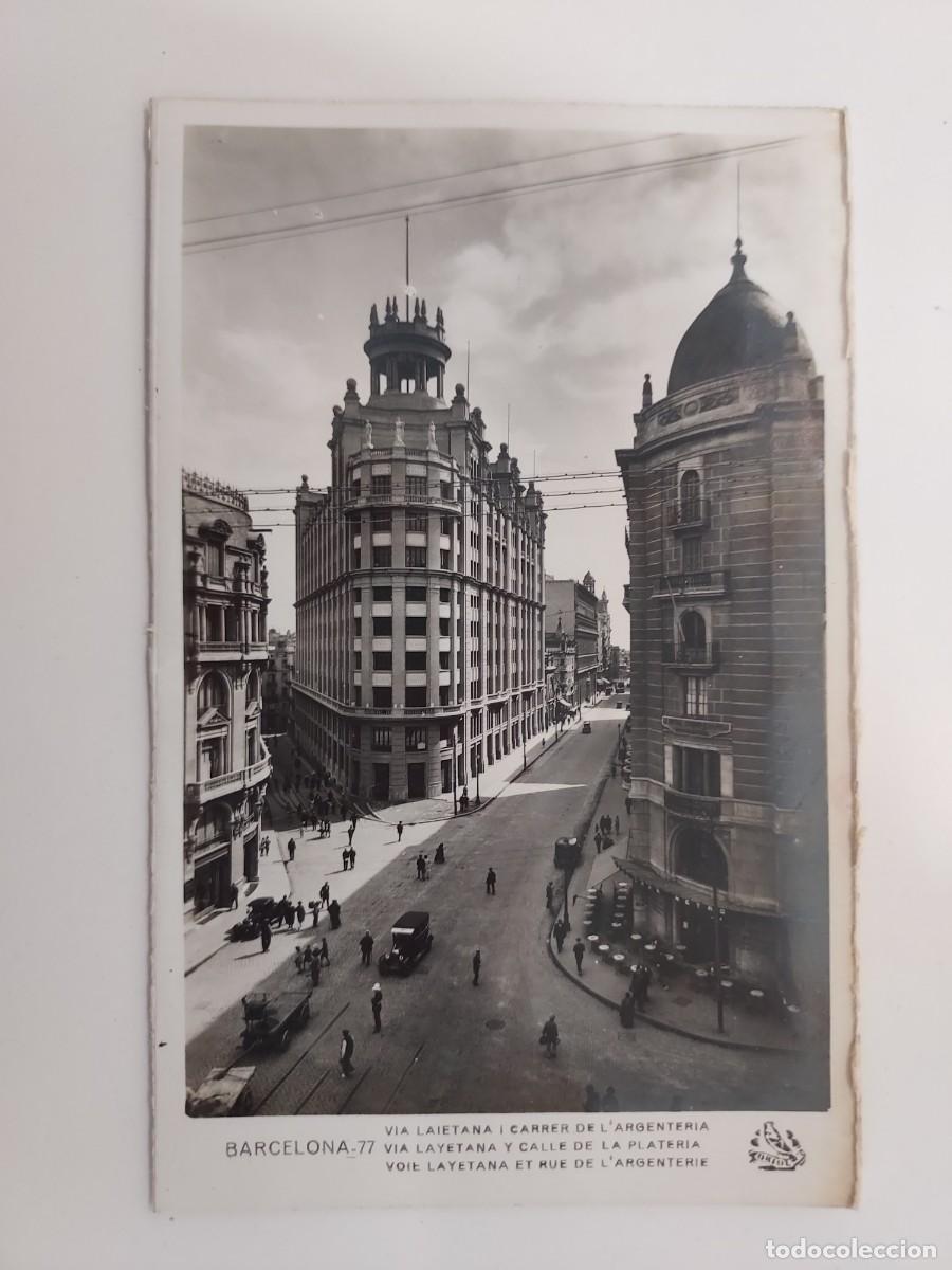 Postales: POSTAL BARCELONA VIA LAYETANA Y CALLE DE LA PLATERIA. SIN CIRCULAR. ORIOL 77