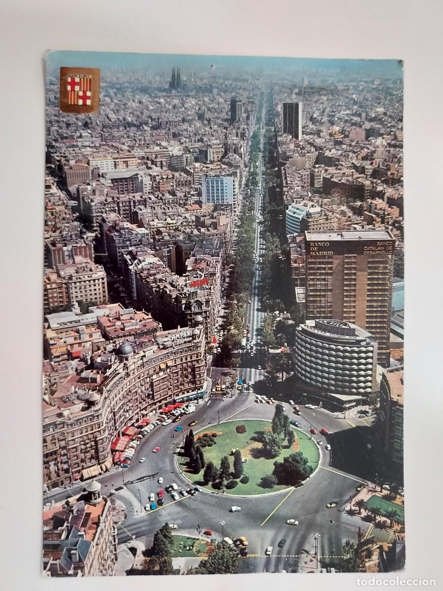 Postales: POSTAL BARCELONA PLAZA CALVO SOTELO DIAGONAL VISTA AEREA. 1973. CIRCULADA. 201