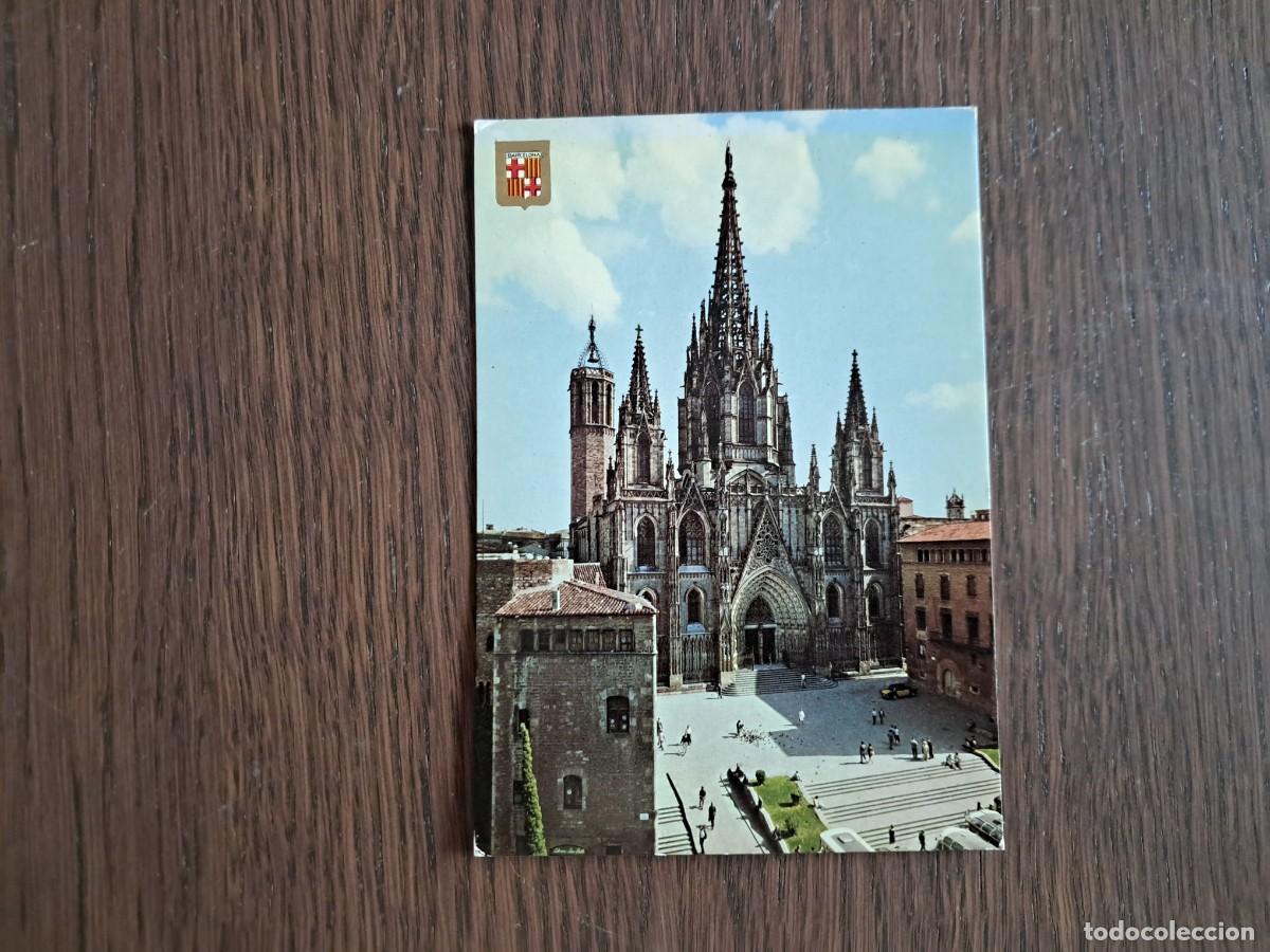 Postales: postal de Espa&ntilde;a, la catedral, vista nocturna. Barcelona 302, a&ntilde;os 70.