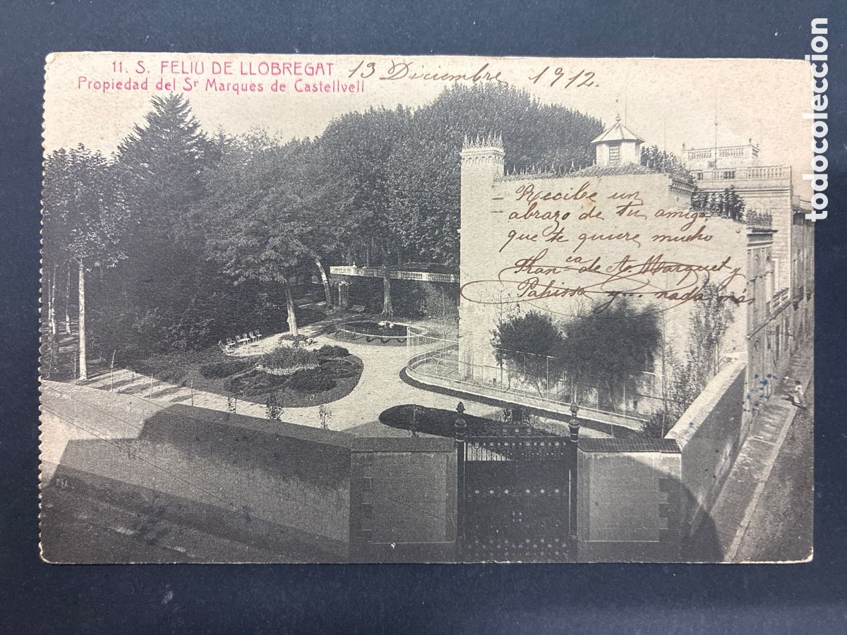 Postales: POSTAL SANT FELIU DE LLOBREGAT PROPIEDAD MARQUES DE CASTELLVELL CIRCULADA