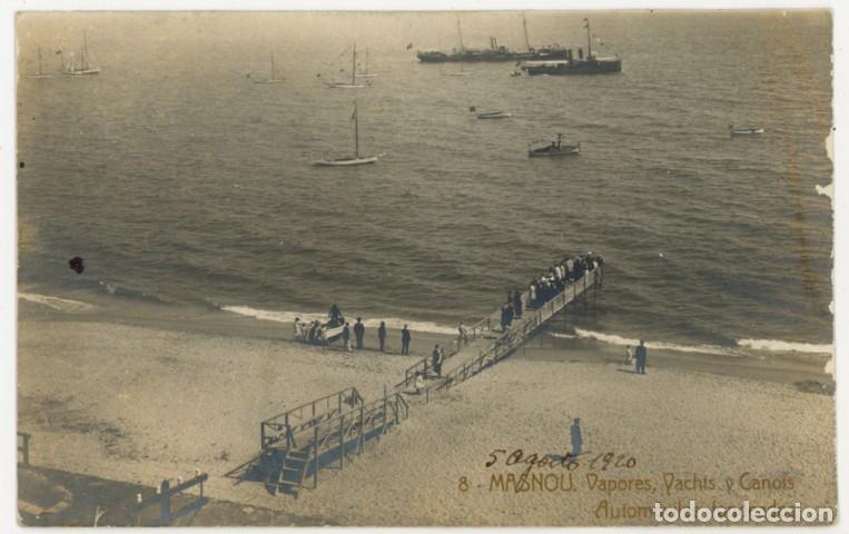 Postales: a11506 El Masnou Vapores Yatchs Y Canots Automoviles Fondeados N&ordm;8 fotografica circulada