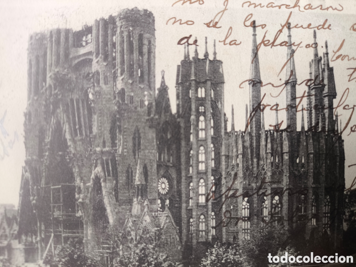 Postales: GAUD&Iacute; SAGRADA FAMILIA CONSTRUCCI&Oacute;N POSTAL CIRCULADA BARCELONA 1915