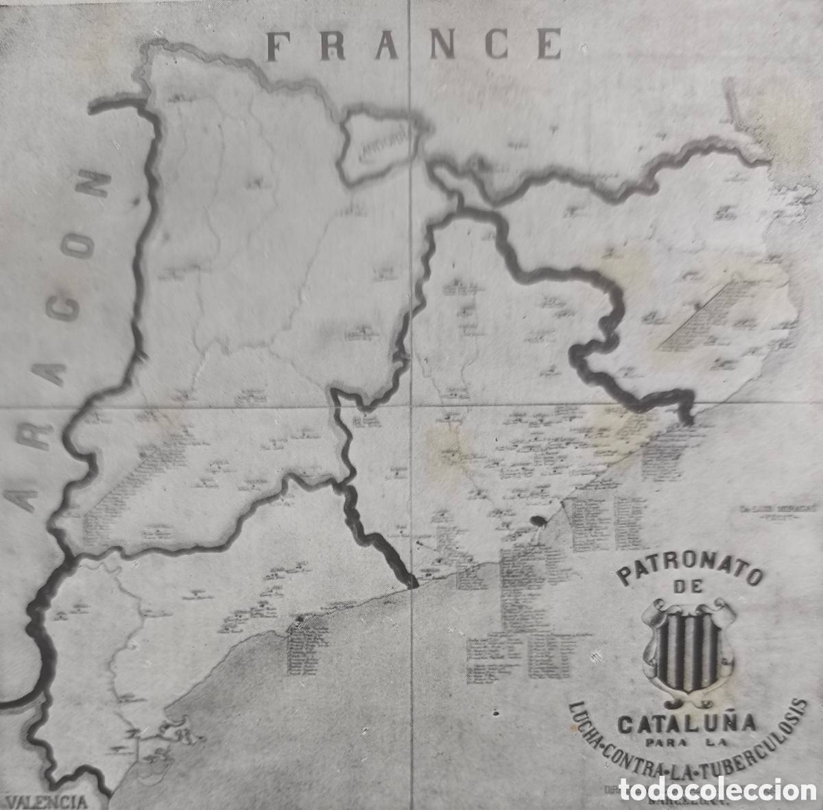 Postales: CATALUNYA MAPA TOPOGR&Agrave;FIC PATRONAT CAMPANYA LLUITA TUBERCULOSI POSTAL C. 1905