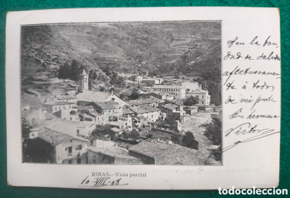 Postales: RIBES DE FRESER POSTAL CIRCULADA GIRONA 1908 - Foto 2