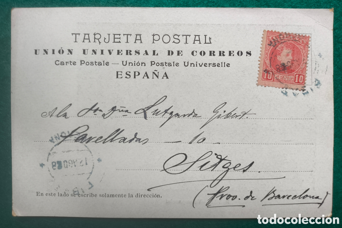 Postales: RIBES DE FRESER POSTAL CIRCULADA GIRONA 1908 - Foto 3