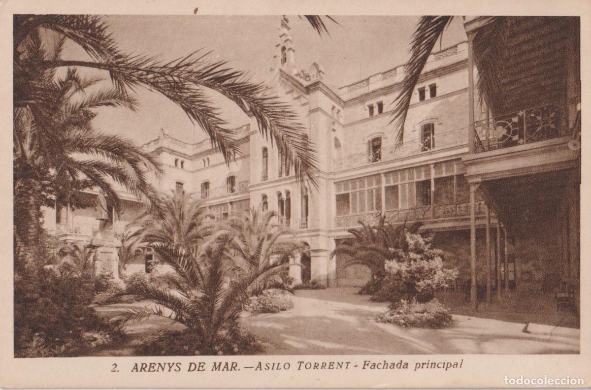 Postales: ARENYS DE MAR (BARCELONA) ASILO TORRENT, FACHADA PRINCIPAL - HUECOGRABADO MUMBRU N&ordm;2 - ESCRITA 1954