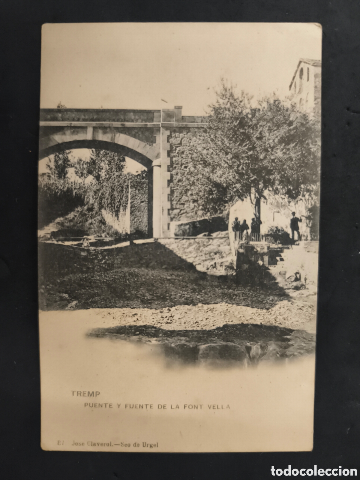 Postales: Antigua postal Tremp, puente y fuente de la font vella