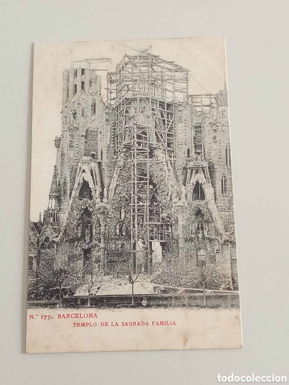 Postales: Tarjeta postal Barcelona Templo de la Sagrada Familia Fototipia Thomas n&uacute;mero 177 Gaud&iacute;