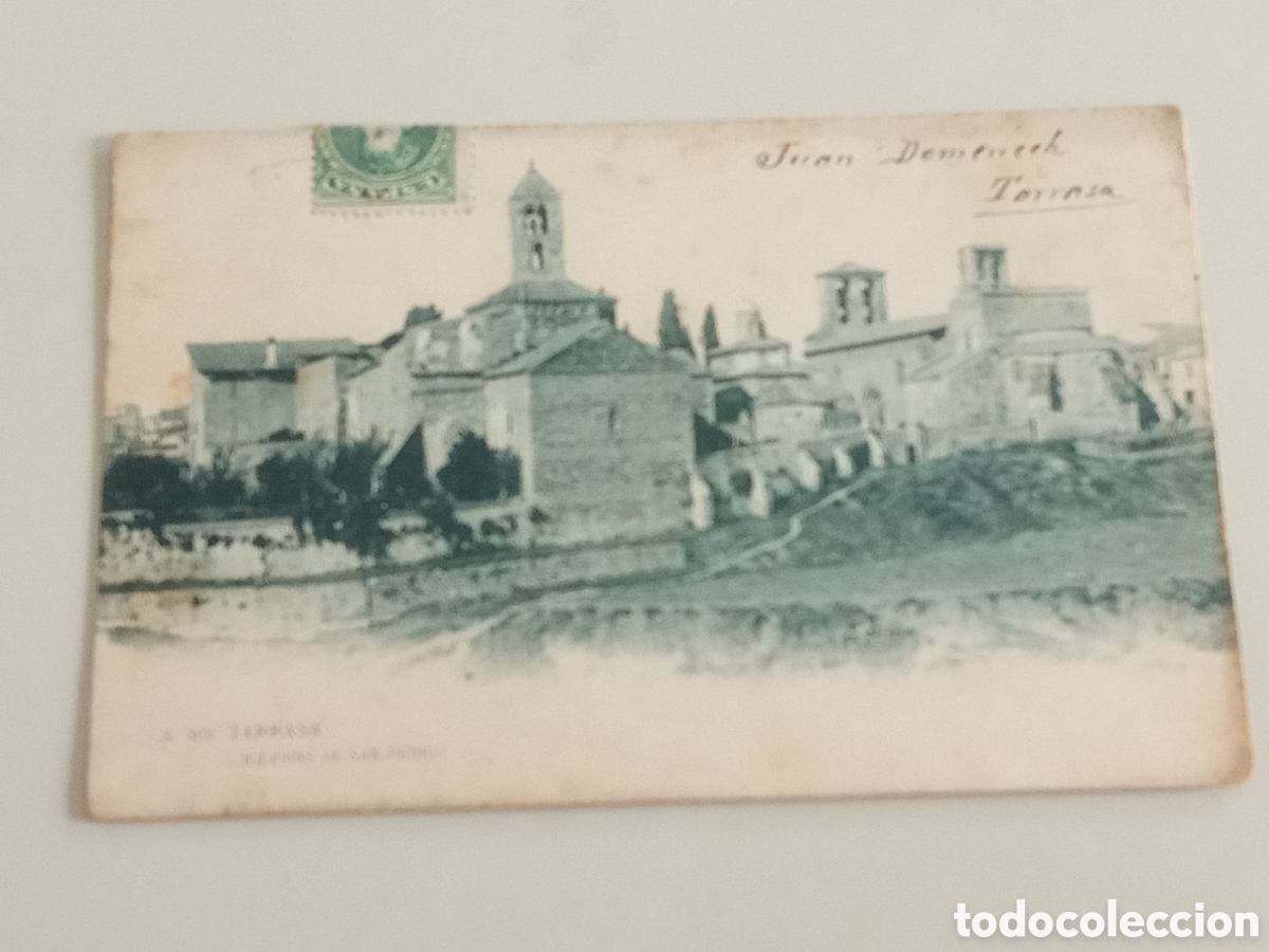 Postales: Tarjeta postal Tarrasa Iglesia de San Pedro N&uacute;mero 502 Barcelona sellada 1904