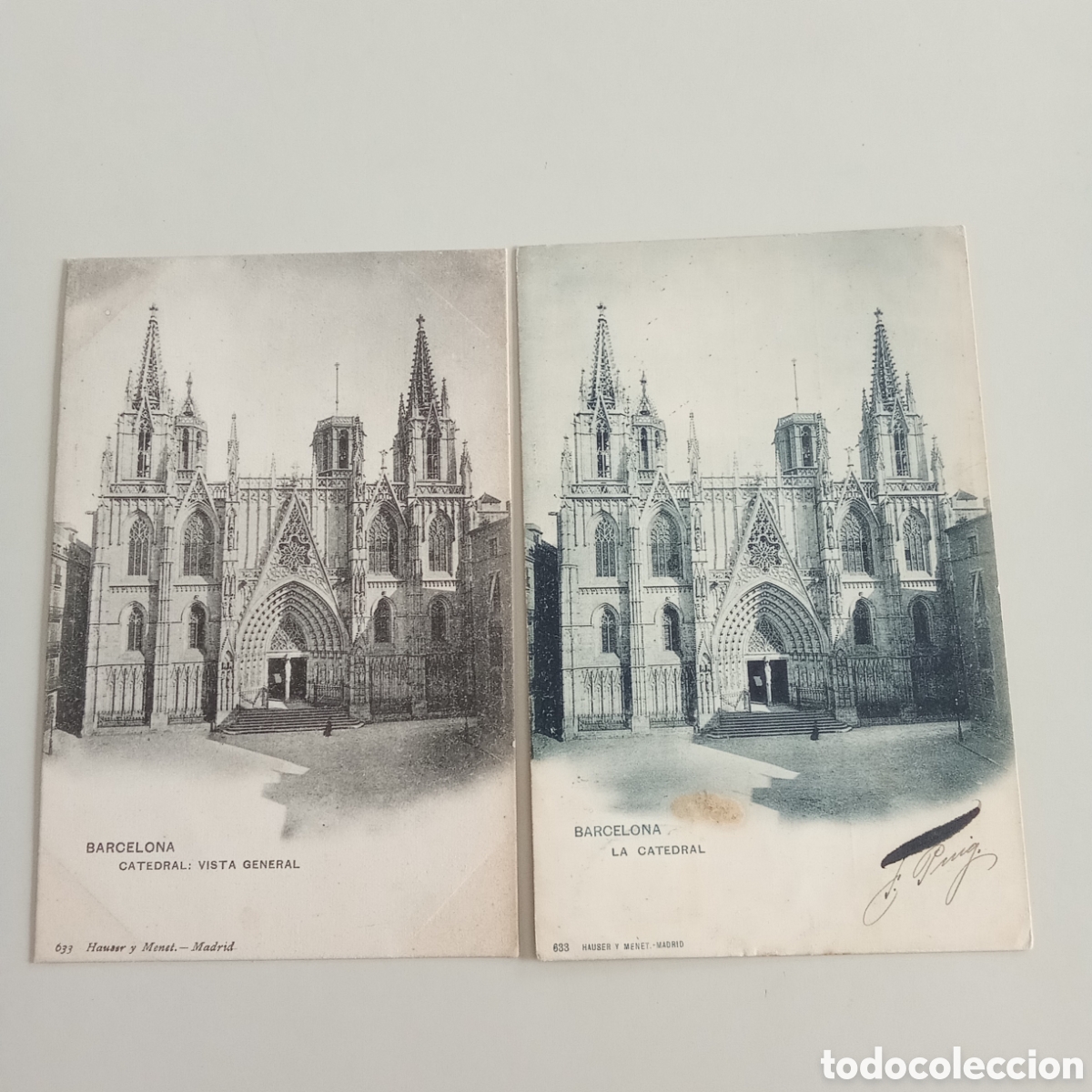 Postales: Lote de 2 Tarjetas postales Barcelona La Catedral Vista general Hauser y Menet n&uacute;mero 633
