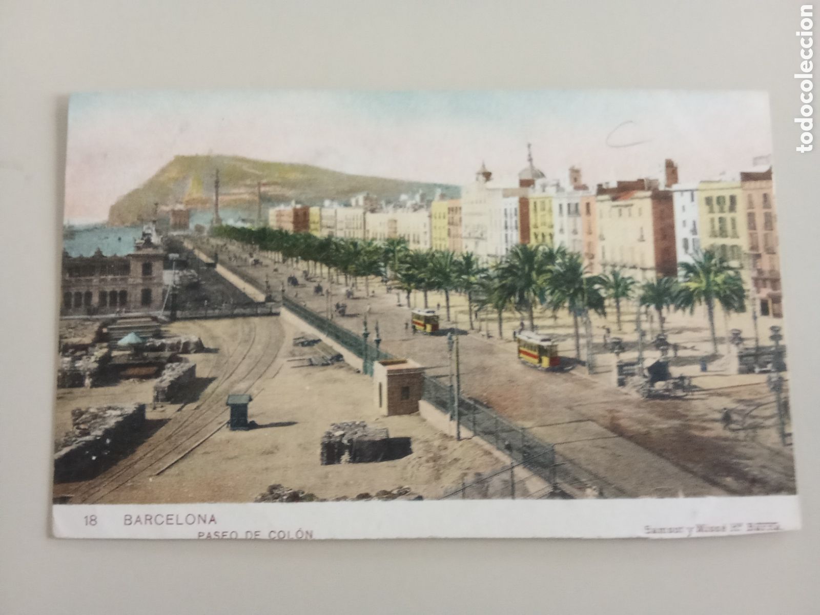 Postales: Tarjeta postal Barcelona Paseo de Col&oacute;n n&uacute;mero 18 Samsot y Miss&eacute; Hermanos