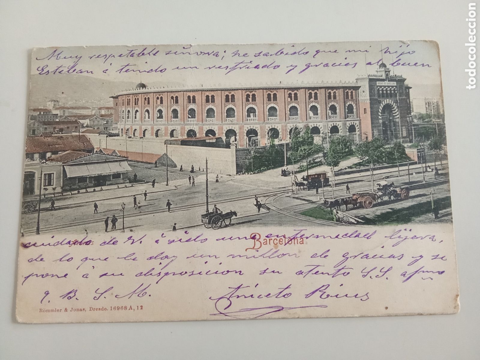 Postales: Tarjeta postal Barcelona Arenas Plaza de Toros Edita Rommler y Jonas Dresde 16968A, 12