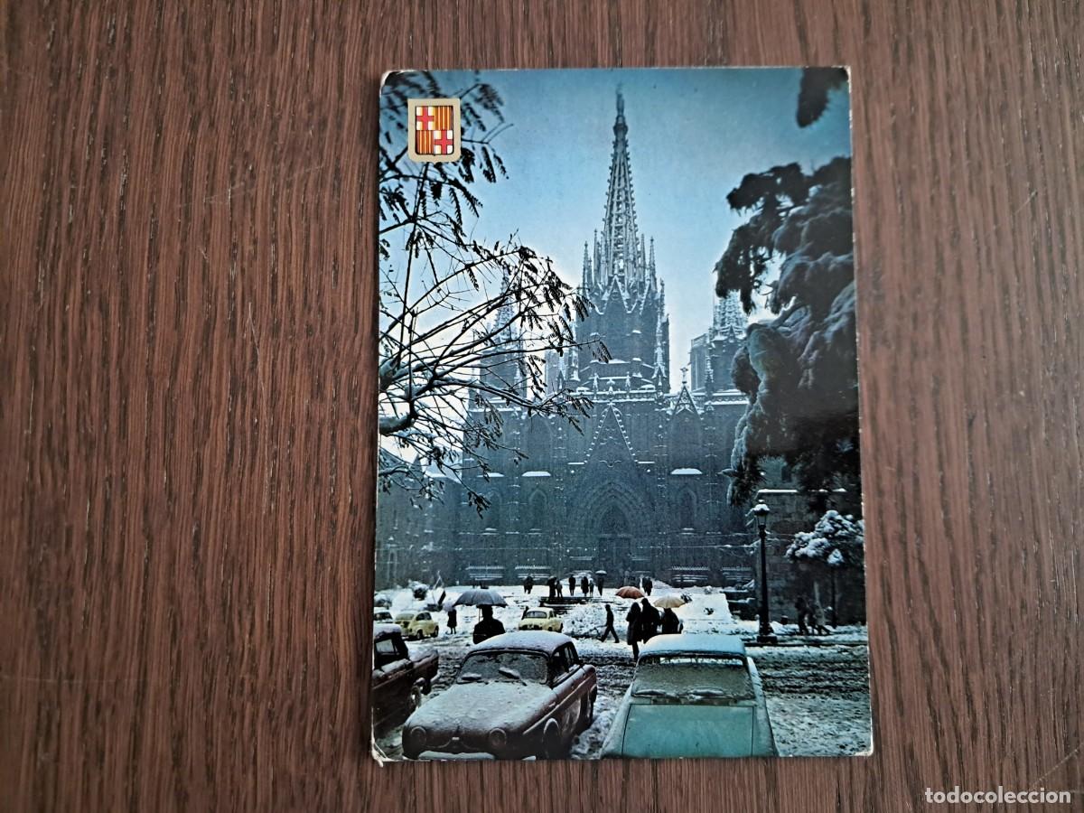 Postales: postal de Espa&ntilde;a, la catedral nevada, Barcelona n&ordm; 668, a&ntilde;o 1963.