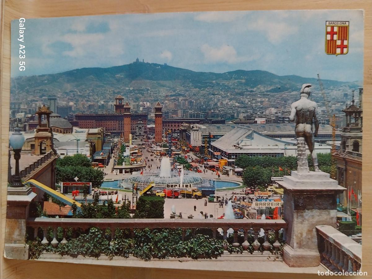 Postales: AVENIDA REINA MARIA CRISTINA BARCELONA ED VISION COLOR 45 A&Ntilde;O 1963 SC ORIGINAL ANIMADA