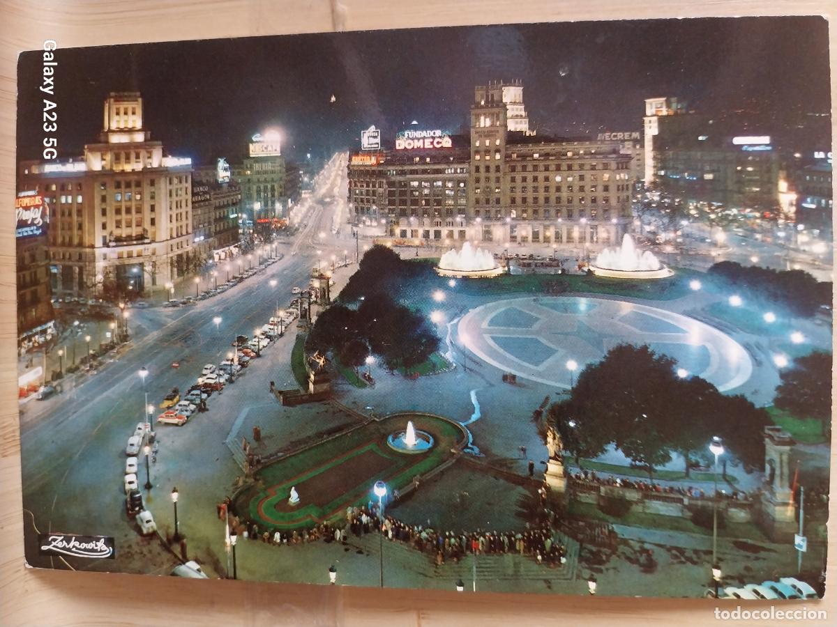 Postales: PLAZA CATALU&Ntilde;A DE NOCHE ED ZERKOWITZ 2035 ESCRITA