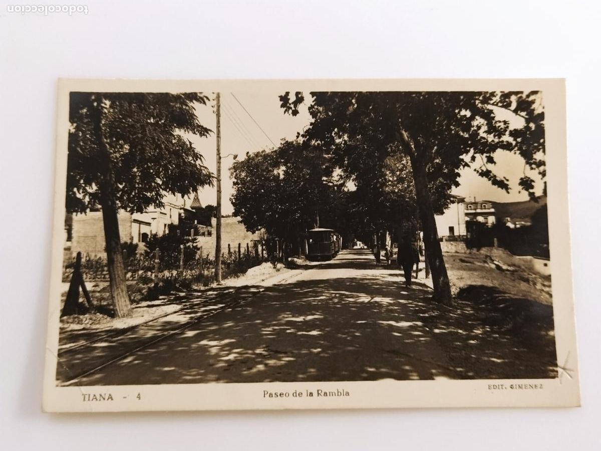 Postales: TIANA - PASEO DE LA RAMBLA - TRANVIA - EDIT GIMENEZ - FOTOGRAFICA - POSTAL ANTIGUA (116.827)