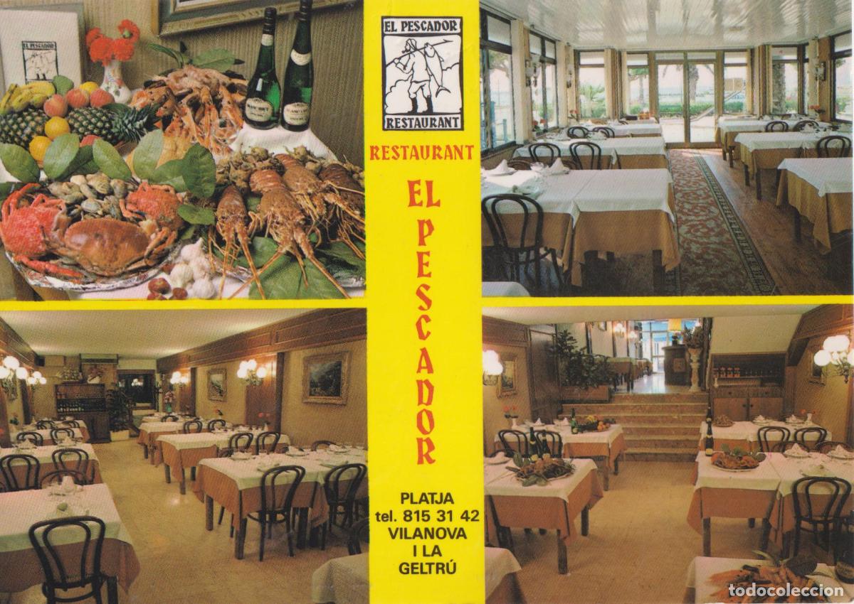 Postales: VILANOVA I LA GELTRU, RESTAURANT EL PESCADOR - DORSO PUBLICITARIO