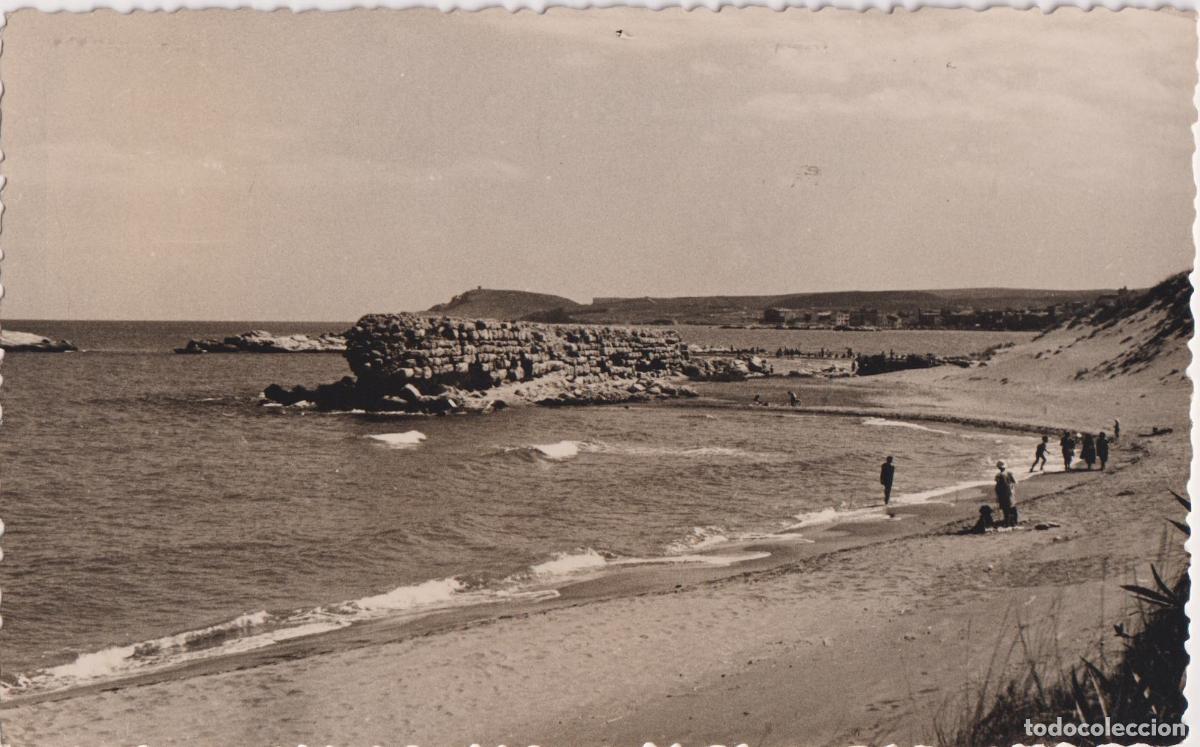 Postales: AMPURIAS (LA ESCALA) VISTA PLAYA &ndash; FOTO SANS &ndash; CIRCULADA 1953