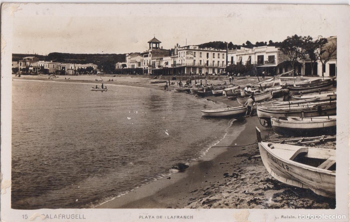 Postales: PALAFRUGELL (GIRONA) PLAYA DE LLAFRANCH &ndash; L.ROISIN FOT.N&ordm;15 &ndash; CIRCULADA 1943