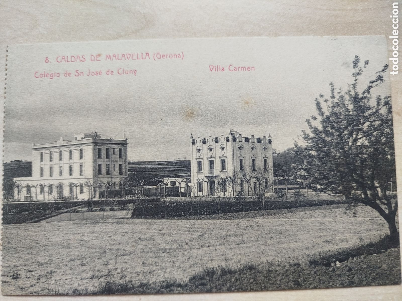 Postales: Postal. Caldes de Malavella, Colegio San Jos&eacute; y Villa Carmen
